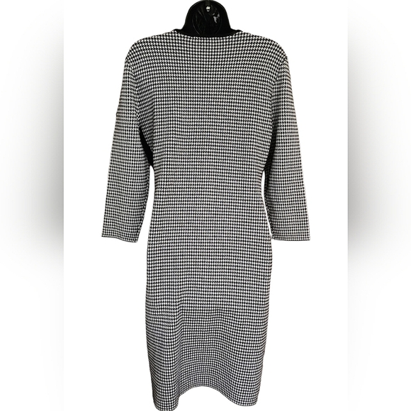 ❤️DKNY Contrast Trim Houndstooth Print Knit Dress☆ - Picture 4 of 6